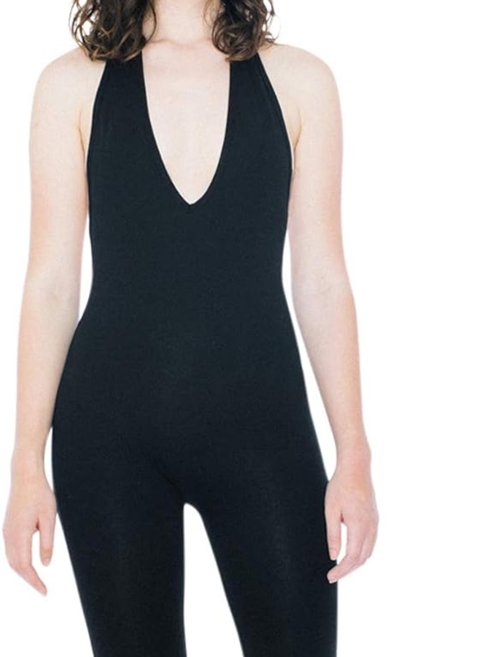 Vintage American Apparel Black Sleeveless V-Neck Scoop Back catsuit, size M